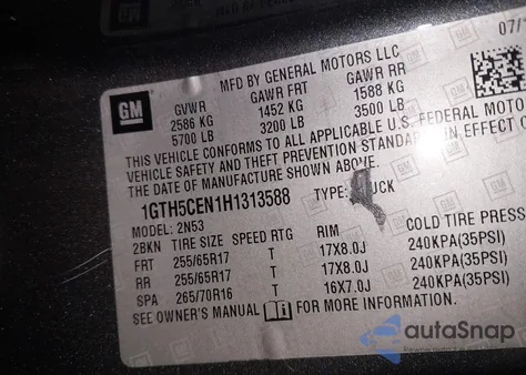 2017 GMC Canyon Sle z USA, uszkodzony, nr VIN 1GTH5CEN1H1313588